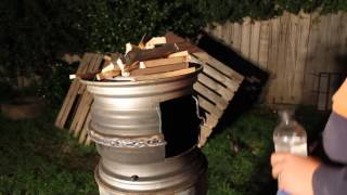 Home made fire pot steel rims project video easy DIY [upl. by Cenac]