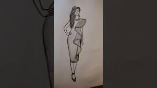 how to draw a modern girl drawing modern girl drawing arts molling dress design dress arts [upl. by Haggar]