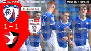 Chesterfield 11 Cheltenham Town Matchday 7 202425 EFL League Two Highlight [upl. by Spear413]