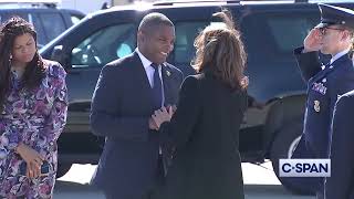 A highfive for KAMALA HARRIS arriving PittGreenville North Carolina Airport from Rep Don Davis [upl. by Kramer]