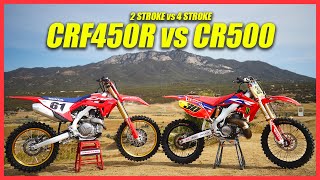 Honda CR500 vs CRF450R Two Stroke vs Four Stroke  Dirt Bike Magazine [upl. by Eidob334]