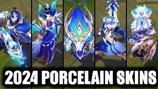 All New Porcelain Skins Spotlight 2024 Aurelion Sol Kindred Irelia MF Morgana Darius Graves LoL [upl. by Claretta]