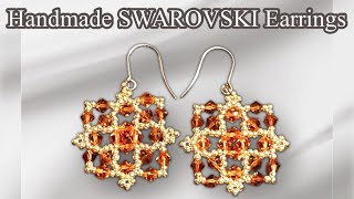 Jewelry Making  How to Make Handmade Earrings with Swarovski Bicone Beads amp Seed Beads [upl. by Jari]