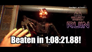 FNAF SECURITY BREACH RUIN DLC SPEEDRUN IN 1082188 [upl. by Nahbois]