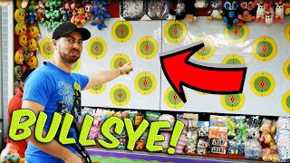 I Hit The BULLSEYE On The Bow amp Arrow Dart Carnival Game ArcadeJackpotPro [upl. by Fan909]