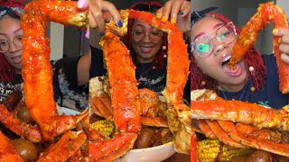 GIANT KING KRAB SEAFOOD BOIL MUKBANG  KING CRAB SEAFOOD BOIL 🦀🦐🥔🥚🌽 [upl. by Raquel]