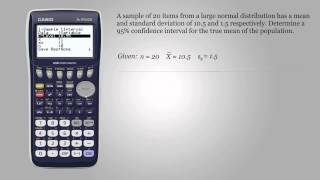 Confidence interval when population standard deviation is unknown  Casio fx9750GII [upl. by Cordy365]