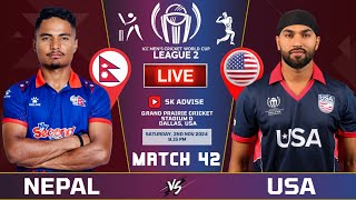 NEPAL VS USA ICC WORLD CUP CRICKET LEAGUE 2 SERIES 42ND MATCH LIVE ICC WORLD CUP LEAGU2 2 LIVE [upl. by Lauber]