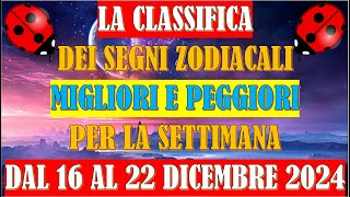 La Classifica dei Segni Zodiacali Migliori e Peggiori per la Settimana dal 16 al 22 Dicembre 2024 [upl. by Doloritas701]