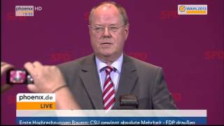 LTW Bayern Peer Steinbrück SPD zur ersten Hochrechnung am 15092013 [upl. by Lyris933]