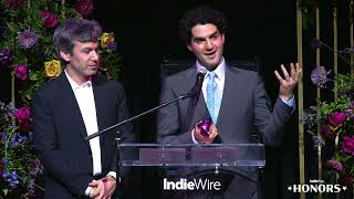 IndieWire Honors  Nathan Fielder and Benny Safdie Accept the Wavelength Award [upl. by Ateekram]