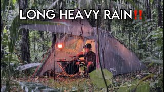 STRUGGLE IN LONG HEAVY RAIN‼️SOLO CAMPING HEAVY RAIN WITH UMBRELLA TENT [upl. by Adnal322]