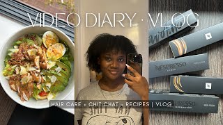 VLOG TAKING MY BRAIDS OUT  NATURAL HAIR  ONE POT CHICKEN amp POTATOES  COBB SALAD  CHIT CHAT [upl. by Llet]