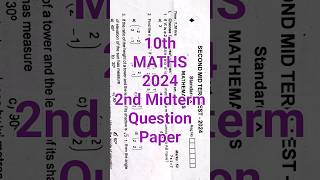 10th Maths 2nd Mid term 2024 Question Paper  Dist Kanchipuram amp Thiruvallur  Class 10 Maths 10th [upl. by Adlesirhc455]