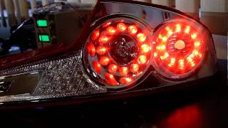 0307 G35 coupe dual ring LED tail lights with tri function production model [upl. by Sanoj]