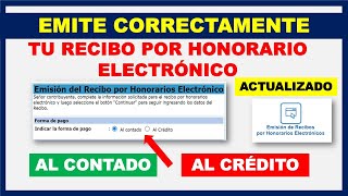 ACTUALIZADO ¿Cómo emitir un recibo por honorario electrónico AL CONTADO Y AL CRÉDITO 2021 SUNAT [upl. by Nomar]