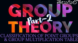 GROUP THEORY PART2TELUGU  CLASSIFICATION OF POINT GROUPS  GROUP MULTIPLICATION TABLE OF C2V [upl. by Worl]