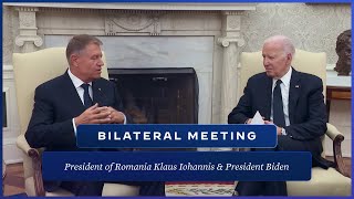 President Biden Hosts President Klaus Iohannis of Romania for a Meeting [upl. by Curkell]