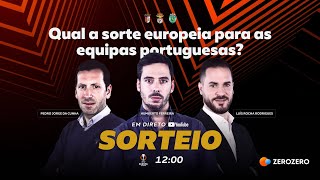 Sorteio da Liga Europa  Benfica SC Braga e Sporting conhecem adversários [upl. by Ennoval]