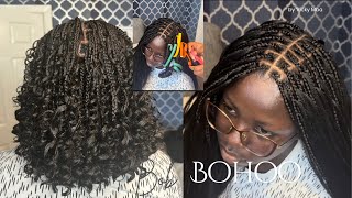 How to make Short Boho knotless Braids using expression to make its curls DIY beginner friendly [upl. by Cherry]