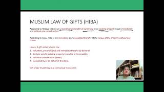 Muslim Law of Gift Hiba Lecture 1 [upl. by Flossie]