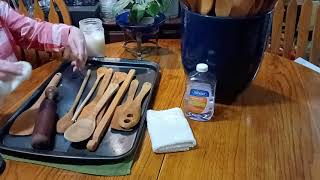 How To ConditionSeason Wooden Spoons Utensils [upl. by Anavoj]