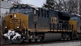 CSX Freight Train  2 Engines  113 Rail Cars  Lead Engine 3437 is GE ET44AH [upl. by Ahselef]