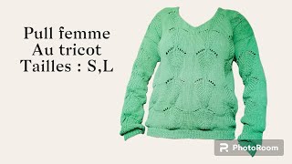 Tuto tricot Pull femme col V au tricot  partie 3 [upl. by Mikes]