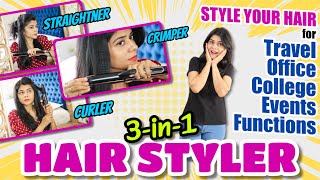 Perfect Hairstyle Everytime  3in1Travel Friendly Hair Styler  Straightener Crimper amp Curler [upl. by Ydwor567]