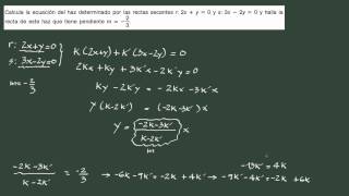 28Geometría analítica 28 Ejercicio hallar una recta conocida su pendiente y dos rectas del haz [upl. by Aedni]