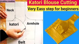 34 Size Katori Blouse Cutting and Stitching for Beginners Easy blouse cutting Blouse sewing [upl. by Sallie]