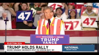 Trump rallies in garbage man uniform after Biden comments Harris hits swing states [upl. by Phedra783]