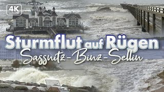 Sturmflut auf Rügen  201023 Sassnitz Binz Sellin [upl. by Ahseneuq500]