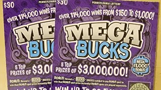 NEW JUNE 2024 PA LOTTERY 30 TICKET MEGA BUCKS palottery scratch lottery win winner scratching [upl. by Ileana]