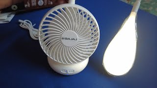 Bajaj Airlight Mini USB portable fan with table lamp user review  USB mini fan under 1090 [upl. by Forland]