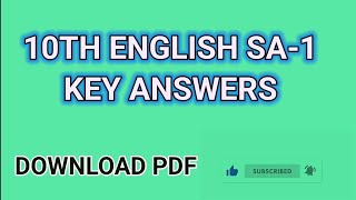 10th English SA 1 Key Answer 2024  10th mid term 2024 key answer learneasilyhub [upl. by Cressi]