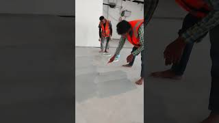 Epoxy floor paint first coat applying in store building ground floor 😀 Subscribe my channel [upl. by Okorih]