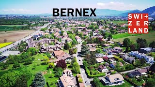 Le Village de Bernex Switzerland Drone 4k Stock Footage [upl. by Hairahs]