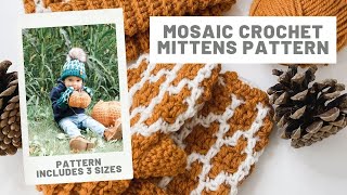 Modish Mosaic Mittens Crochet Pattern [upl. by Aiyot549]