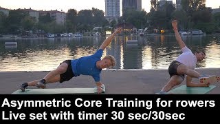 Asymmetric core training for pro rowers  live workout set with countdown [upl. by Yenittirb]