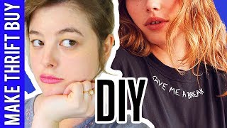 DIY Embroidered Collar Tee VERY EASY  Make Thrift Buy 58 [upl. by Llatsyrk]