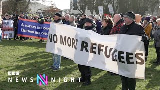 Farright nationalists protest against housing refugees in Skegness hotels  BBC Newsnight [upl. by Kohsa]