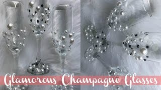 DIY Dollar Tree Champagne Glasses  Elegant Wedding Glasses [upl. by Virgilio]