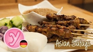 Die ORIGINAL Satay Spieße  Mega leckerer Snack  würzige Fleischhappen aus Asien [upl. by Marcus]