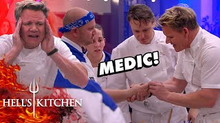 Chef Shouts For Medic Medic Can’t Find The Cut  Hells Kitchen [upl. by Levi]