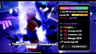 LVL 90 Limit Breaker Gojo Awakened Almighty Showcase  Anime Defenders Roblox [upl. by Enomaj]