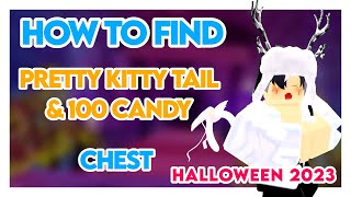 Royale High  HOW TO FIND Pretty Kitty Tail and 100 Candy Chest Halloween 2023 Mt Blackwood Cavern [upl. by Amata]