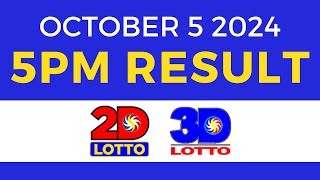 5pm Lotto Result Today October 5 2024  PCSO Swertres Ez2 [upl. by Pius185]