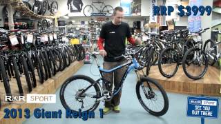 2013 Giant Reign 1 Mountain Bike Review [upl. by Teraj315]