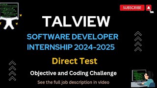 Talview Software Developer Internship Assessment Questions  Software Jobs  Direct Test itjobs [upl. by Naitirb139]